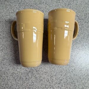 LONGABERGER Woven Traditions 16 oz.  Butternut Yellow Pottery Coffee mugs